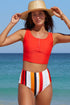 Square Neck Sleeveless Print Tankini Set